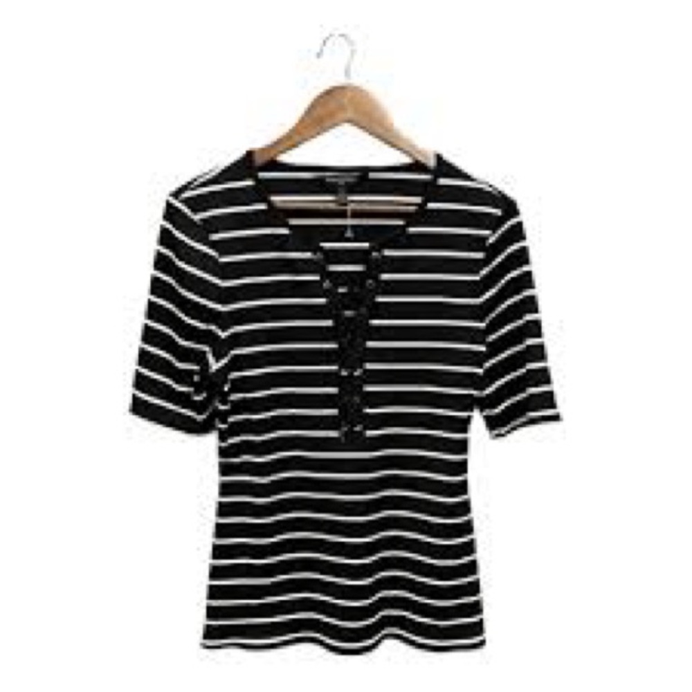 NWT White House black market Y2K stripe  FORME lace up top small
